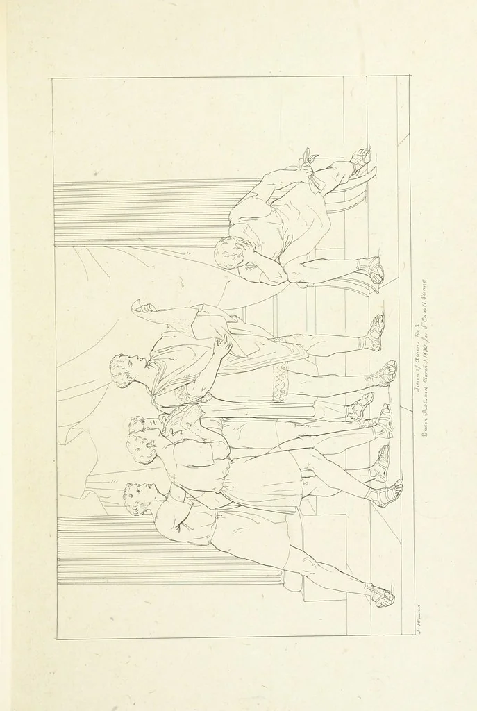 An illustration from The Spirit of the Plays of Shakspeare exhibited in a Series of Outline Plates, illustrative of the story of each play ... With quotations and descriptions. L.P, 1833, leaf 125