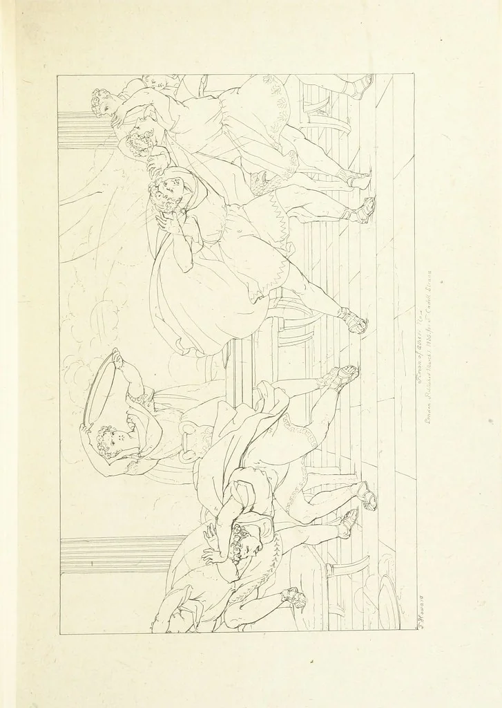 An illustration from The Spirit of the Plays of Shakspeare exhibited in a Series of Outline Plates, illustrative of the story of each play ... With quotations and descriptions. L.P, 1833, leaf 129