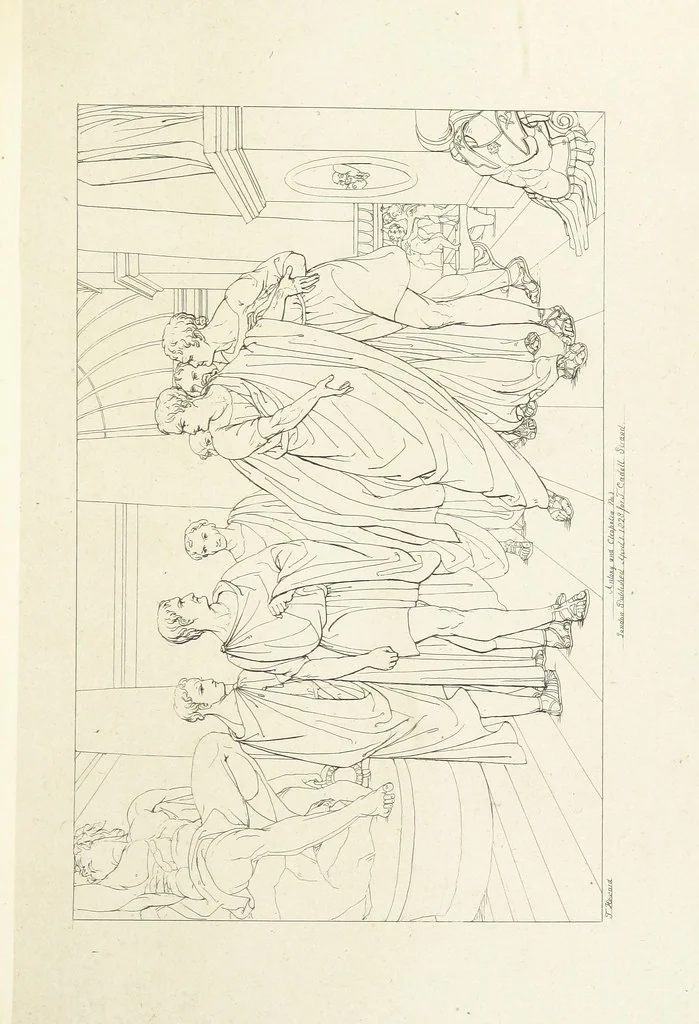 An illustration from The Spirit of the Plays of Shakspeare exhibited in a Series of Outline Plates, illustrative of the story of each play ... With quotations and descriptions. L.P, 1833, leaf 207