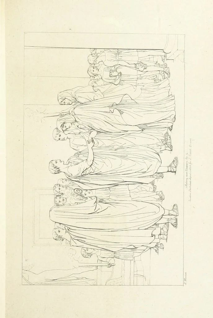 An illustration from The Spirit of the Plays of Shakspeare exhibited in a Series of Outline Plates, illustrative of the story of each play ... With quotations and descriptions. L.P, 1833, leaf 209