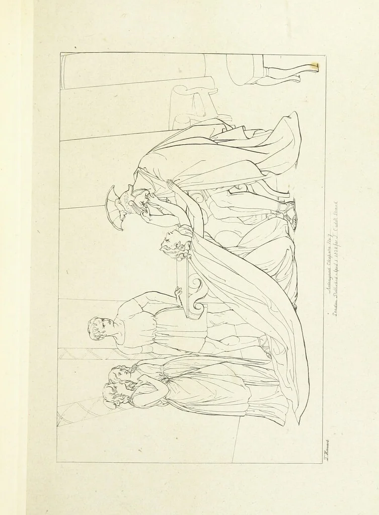 An illustration from The Spirit of the Plays of Shakspeare exhibited in a Series of Outline Plates, illustrative of the story of each play ... With quotations and descriptions. L.P, 1833, leaf 215