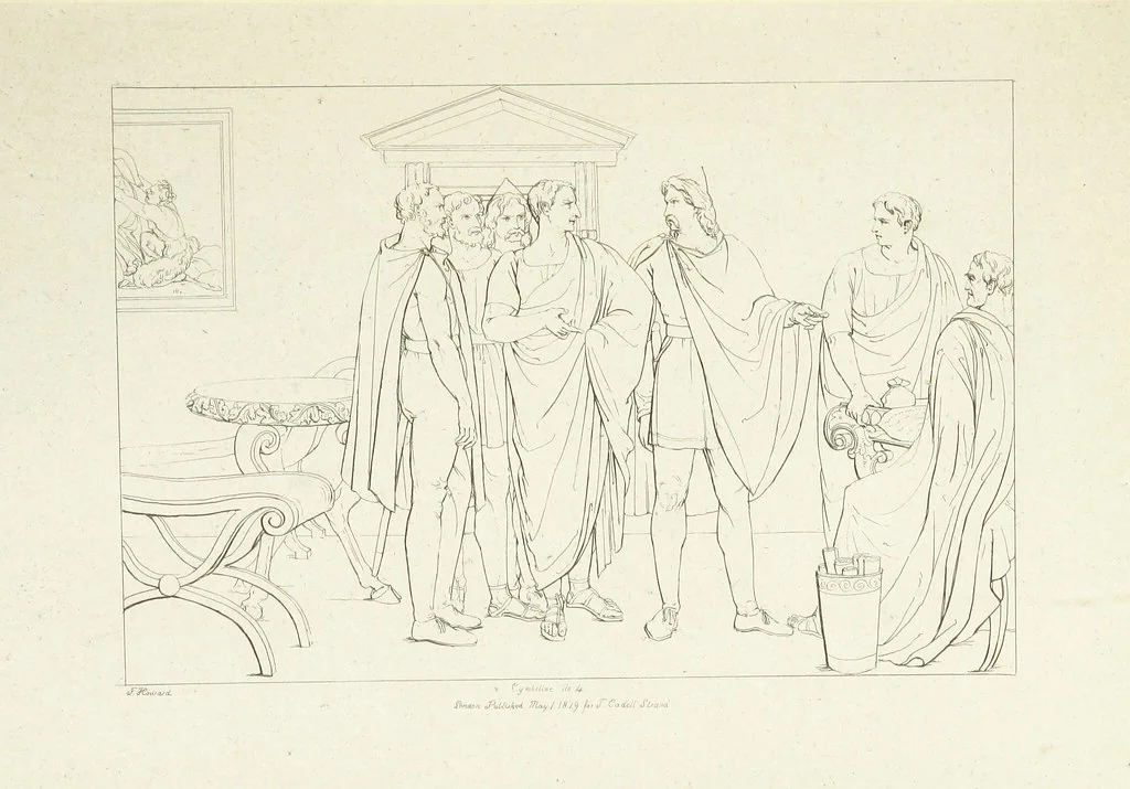 An illustration from The Spirit of the Plays of Shakspeare exhibited in a Series of Outline Plates, illustrative of the story of each play ... With quotations and descriptions. L.P, 1833, leaf 249