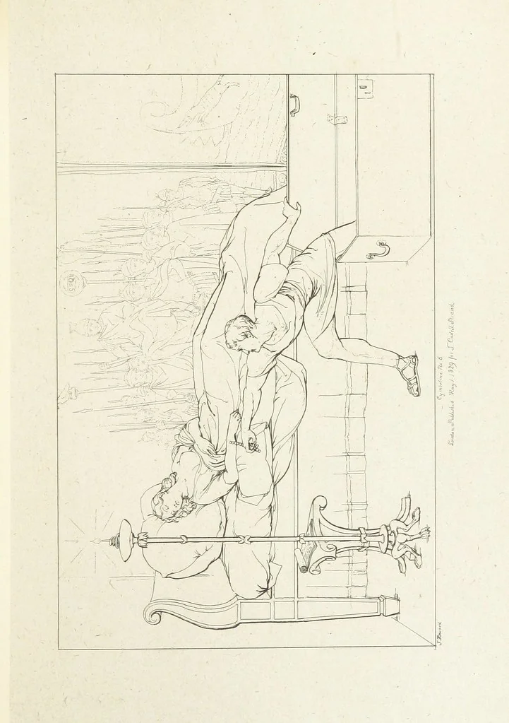 An illustration from The Spirit of the Plays of Shakspeare exhibited in a Series of Outline Plates, illustrative of the story of each play ... With quotations and descriptions. L.P, 1833, leaf 253