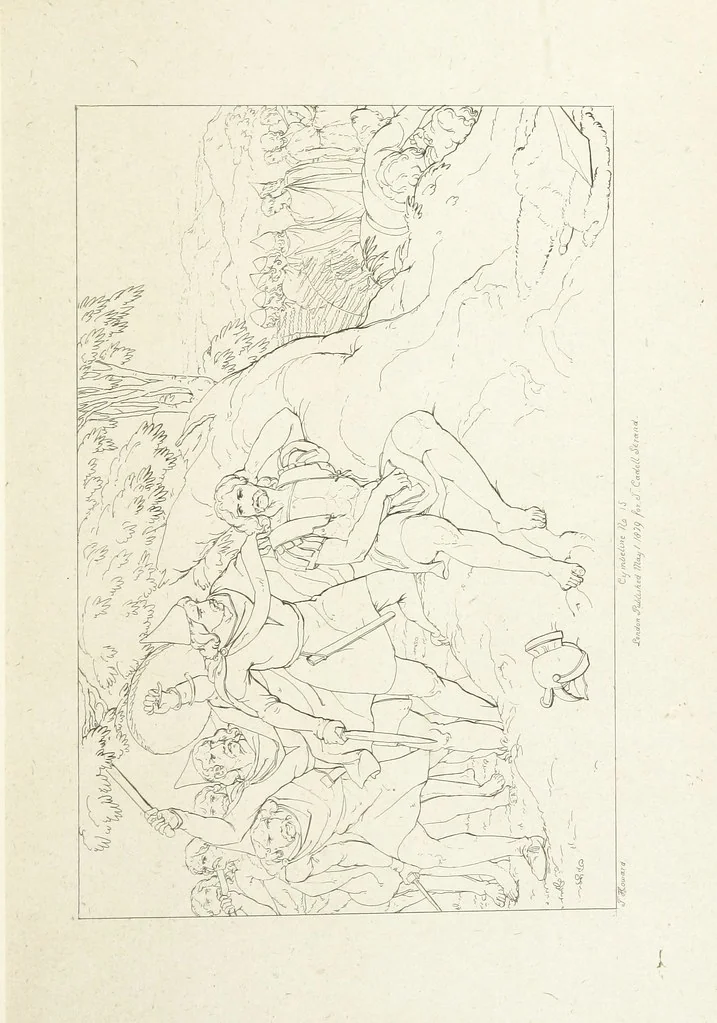 An illustration from The Spirit of the Plays of Shakspeare exhibited in a Series of Outline Plates, illustrative of the story of each play ... With quotations and descriptions. L.P, 1833, leaf 271