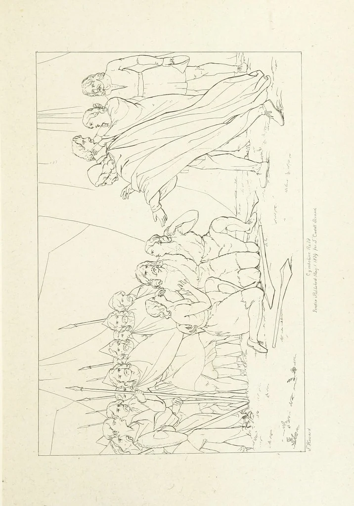 An illustration from The Spirit of the Plays of Shakspeare exhibited in a Series of Outline Plates, illustrative of the story of each play ... With quotations and descriptions. L.P, 1833, leaf 277