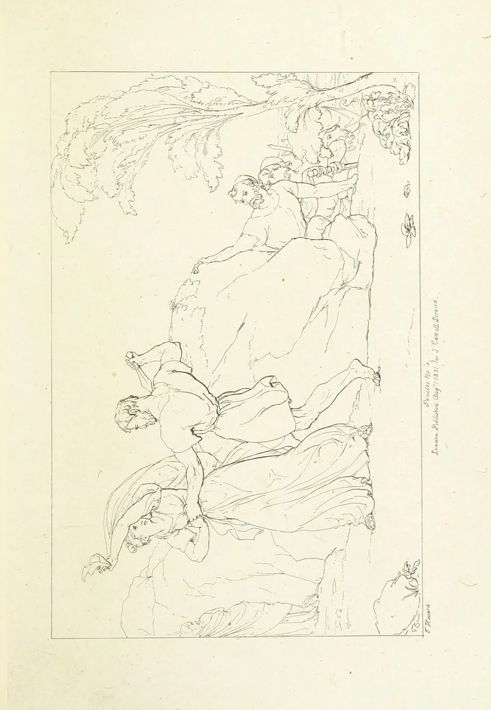 An illustration from The Spirit of the Plays of Shakspeare exhibited in a Series of Outline Plates, illustrative of the story of each play ... With quotations and descriptions. L.P, 1833, leaf 293