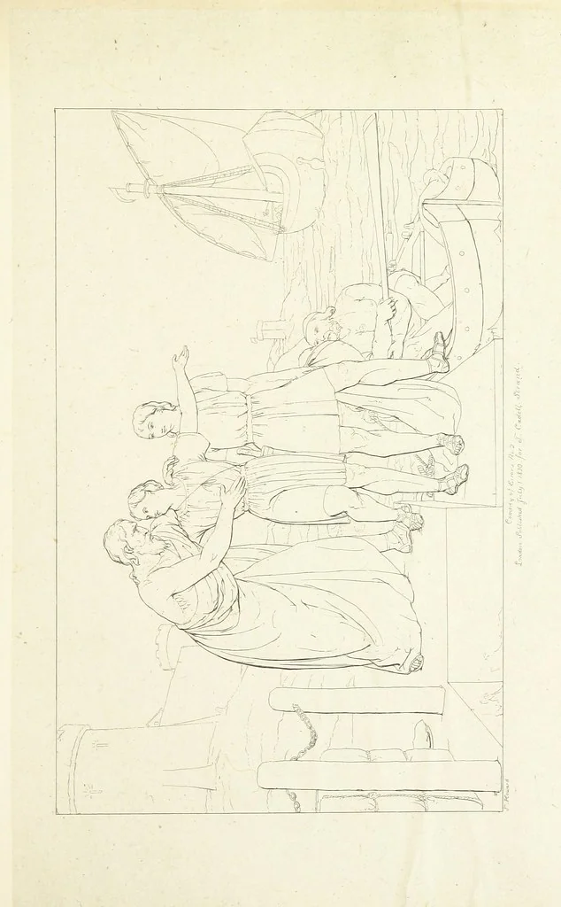 An illustration from The Spirit of the Plays of Shakspeare exhibited in a Series of Outline Plates, illustrative of the story of each play ... With quotations and descriptions. L.P, 1833, leaf 43