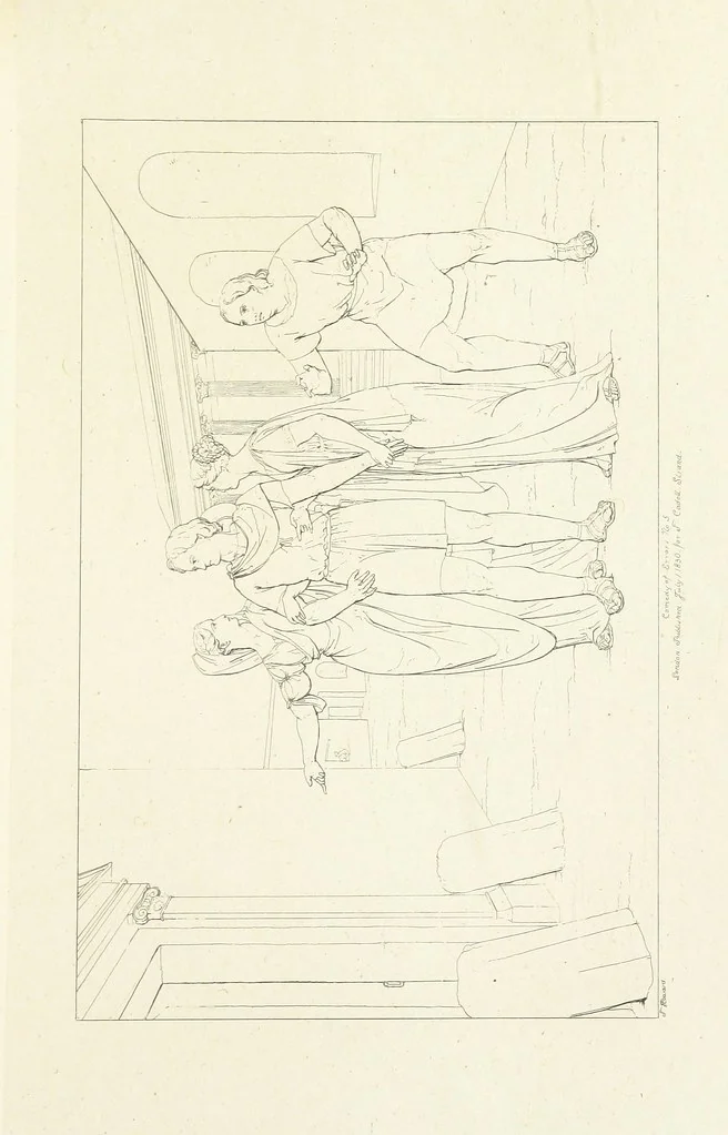 An illustration from The Spirit of the Plays of Shakspeare exhibited in a Series of Outline Plates, illustrative of the story of each play ... With quotations and descriptions. L.P, 1833, leaf 47