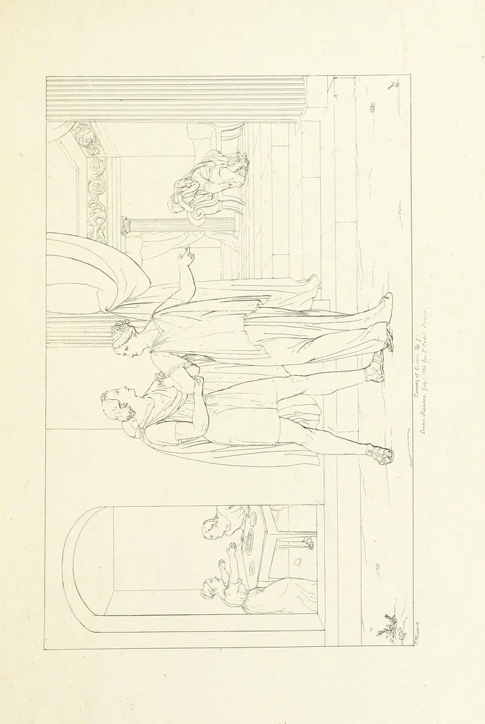 An illustration from The Spirit of the Plays of Shakspeare exhibited in a Series of Outline Plates, illustrative of the story of each play ... With quotations and descriptions. L.P, 1833, leaf 51