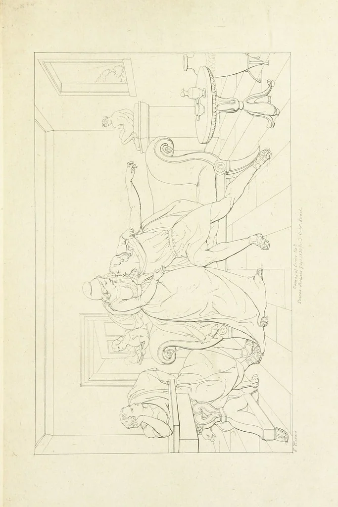 An illustration from The Spirit of the Plays of Shakspeare exhibited in a Series of Outline Plates, illustrative of the story of each play ... With quotations and descriptions. L.P, 1833, leaf 53