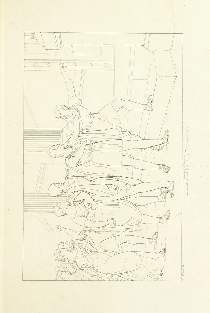An illustration from The Spirit of the Plays of Shakspeare exhibited in a Series of Outline Plates, illustrative of the story of each play ... With quotations and descriptions. L.P, 1833, leaf 65