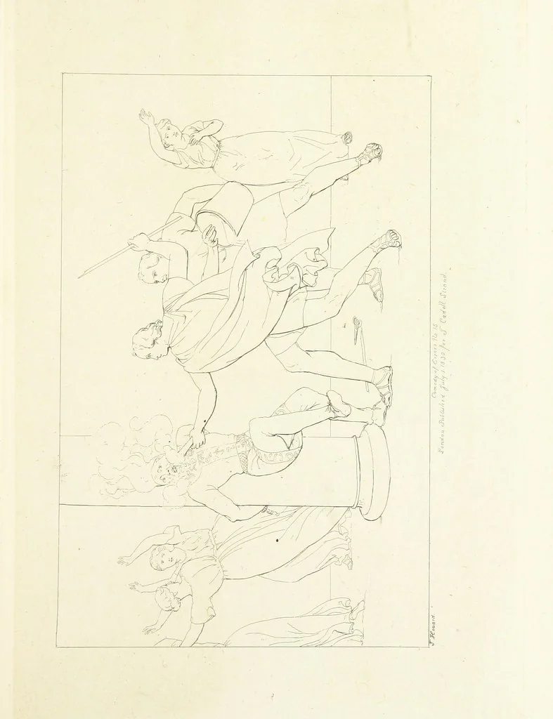 An illustration from The Spirit of the Plays of Shakspeare exhibited in a Series of Outline Plates, illustrative of the story of each play ... With quotations and descriptions. L.P, 1833, leaf 67