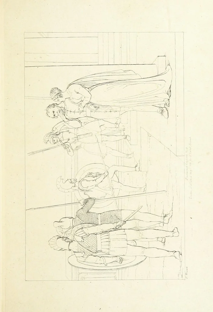 An illustration from The Spirit of the Plays of Shakspeare exhibited in a Series of Outline Plates, illustrative of the story of each play ... With quotations and descriptions. L.P, 1833, leaf 85