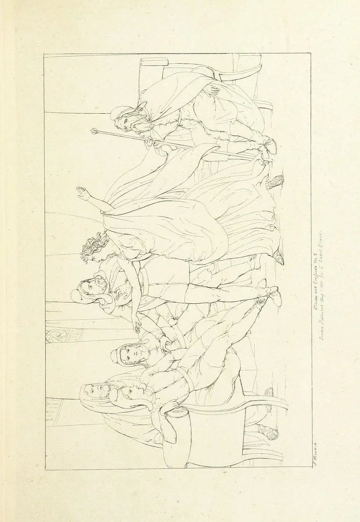 An illustration from The Spirit of the Plays of Shakspeare exhibited in a Series of Outline Plates, illustrative of the story of each play ... With quotations and descriptions. L.P, 1833, leaf 87