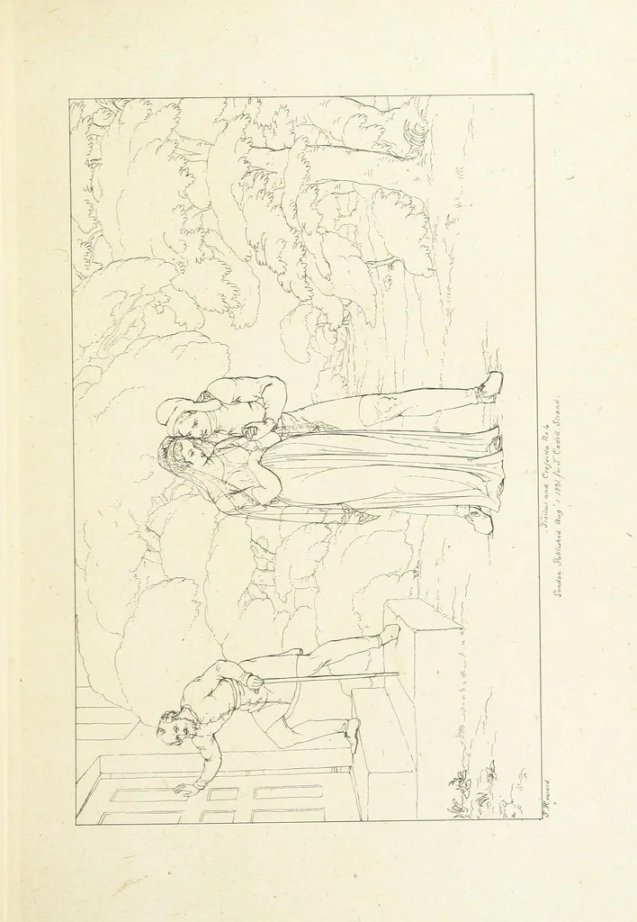 An illustration from The Spirit of the Plays of Shakspeare exhibited in a Series of Outline Plates, illustrative of the story of each play ... With quotations and descriptions. L.P, 1833, leaf 91