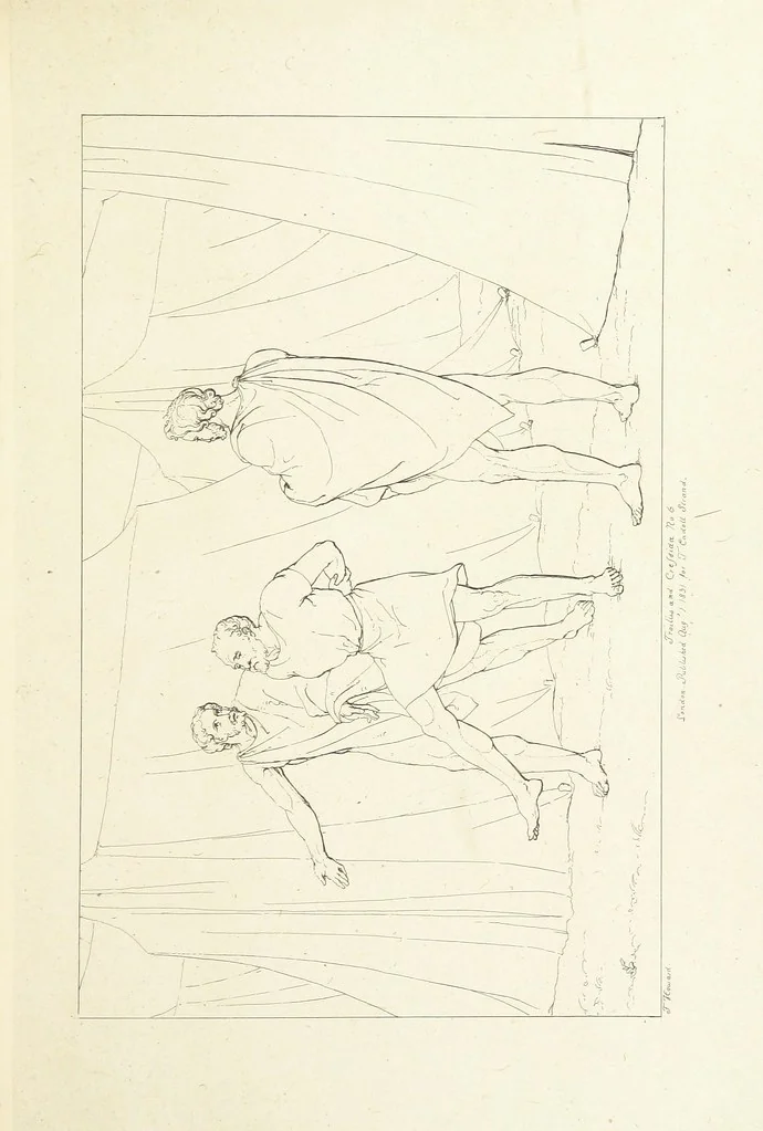 An illustration from The Spirit of the Plays of Shakspeare exhibited in a Series of Outline Plates, illustrative of the story of each play ... With quotations and descriptions. L.P, 1833, leaf 95