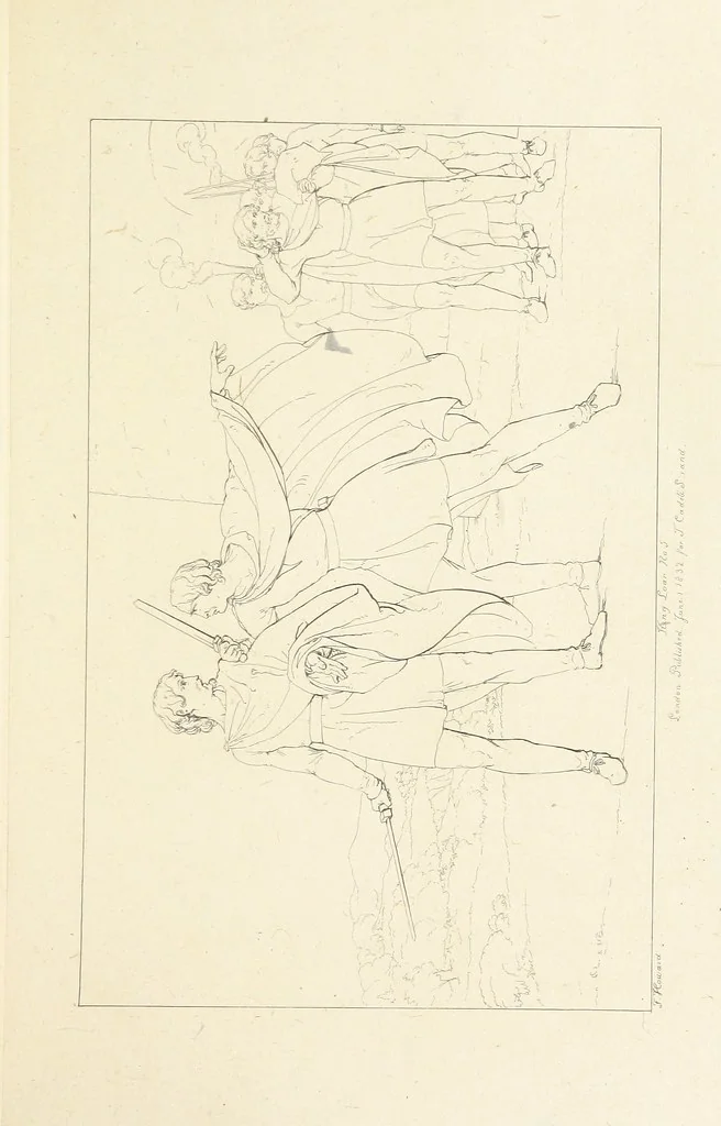 An illustration from The Spirit of the Plays of Shakspeare exhibited in a Series of Outline Plates, illustrative of the story of each play ... With quotations and descriptions. L.P, 1833, leaf 101