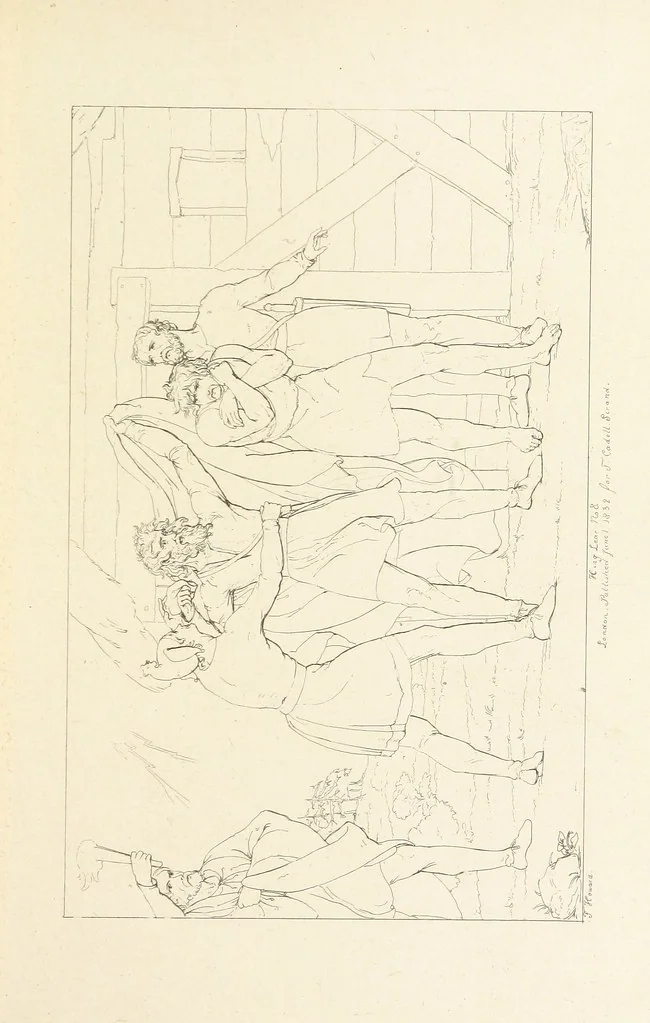 An illustration from The Spirit of the Plays of Shakspeare exhibited in a Series of Outline Plates, illustrative of the story of each play ... With quotations and descriptions. L.P, 1833, leaf 107