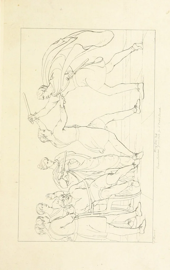 An illustration from The Spirit of the Plays of Shakspeare exhibited in a Series of Outline Plates, illustrative of the story of each play ... With quotations and descriptions. L.P, 1833, leaf 109