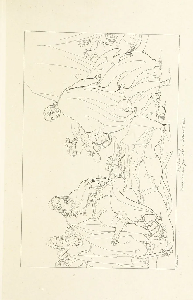 An illustration from The Spirit of the Plays of Shakspeare exhibited in a Series of Outline Plates, illustrative of the story of each play ... With quotations and descriptions. L.P, 1833, leaf 125