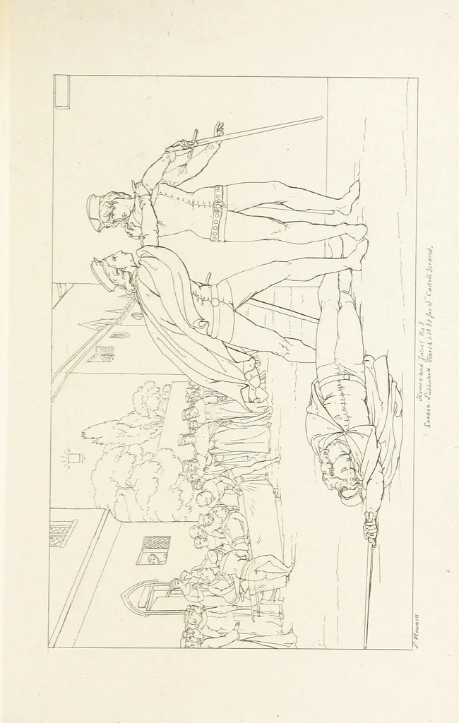 An illustration from The Spirit of the Plays of Shakspeare exhibited in a Series of Outline Plates, illustrative of the story of each play ... With quotations and descriptions. L.P, 1833, leaf 153