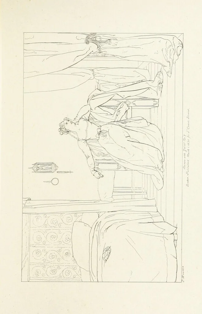 An illustration from The Spirit of the Plays of Shakspeare exhibited in a Series of Outline Plates, illustrative of the story of each play ... With quotations and descriptions. L.P, 1833, leaf 157