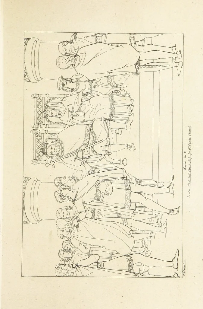 An illustration from The Spirit of the Plays of Shakspeare exhibited in a Series of Outline Plates, illustrative of the story of each play ... With quotations and descriptions. L.P, 1833, leaf 181