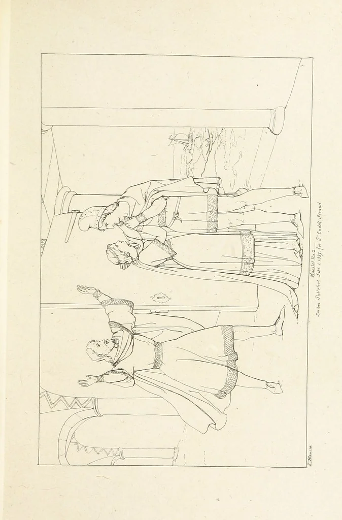 An illustration from The Spirit of the Plays of Shakspeare exhibited in a Series of Outline Plates, illustrative of the story of each play ... With quotations and descriptions. L.P, 1833, leaf 183