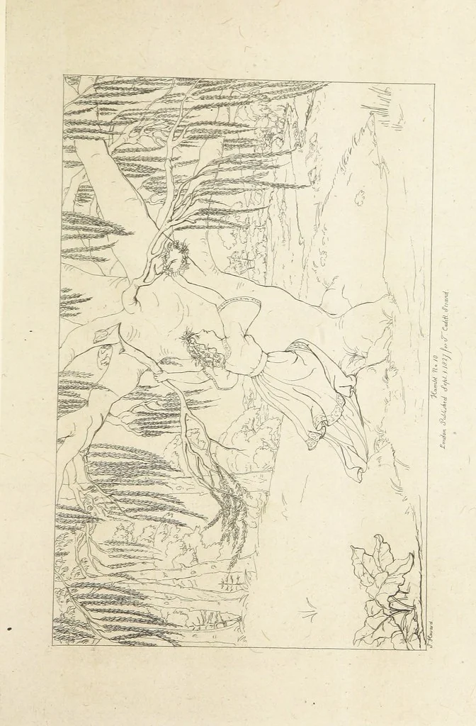 An illustration from The Spirit of the Plays of Shakspeare exhibited in a Series of Outline Plates, illustrative of the story of each play ... With quotations and descriptions. L.P, 1833, leaf 197