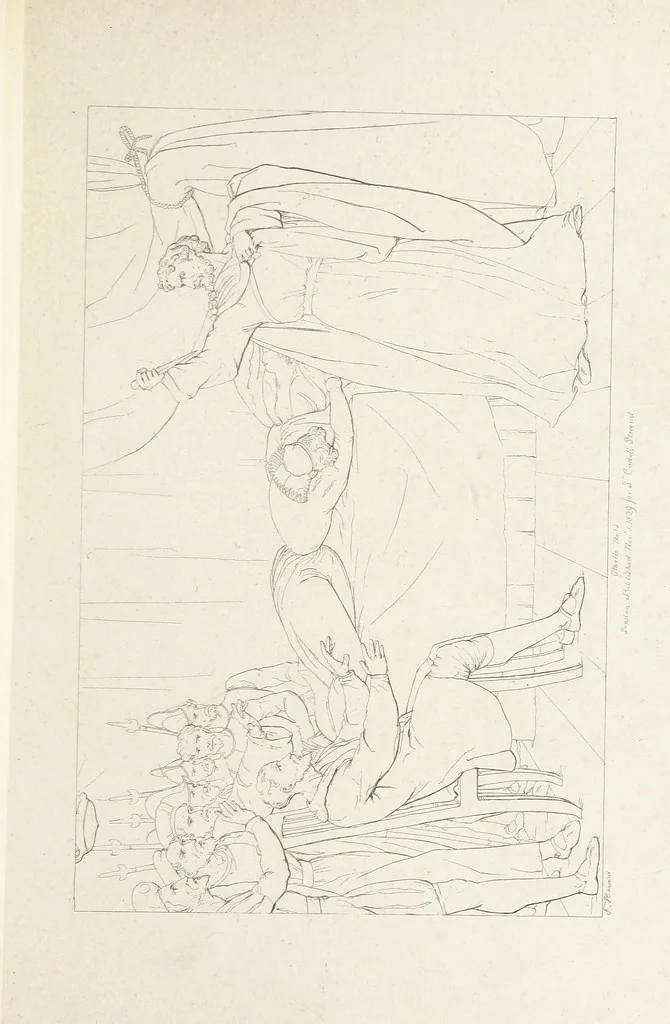 An illustration from The Spirit of the Plays of Shakspeare exhibited in a Series of Outline Plates, illustrative of the story of each play ... With quotations and descriptions. L.P, 1833, leaf 235