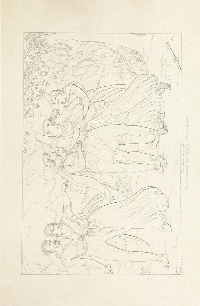An illustration from The Spirit of the Plays of Shakspeare exhibited in a Series of Outline Plates, illustrative of the story of each play ... With quotations and descriptions. L.P, 1833, leaf 259