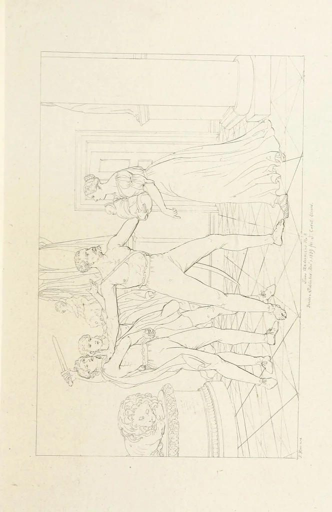 An illustration from The Spirit of the Plays of Shakspeare exhibited in a Series of Outline Plates, illustrative of the story of each play ... With quotations and descriptions. L.P, 1833, leaf 269