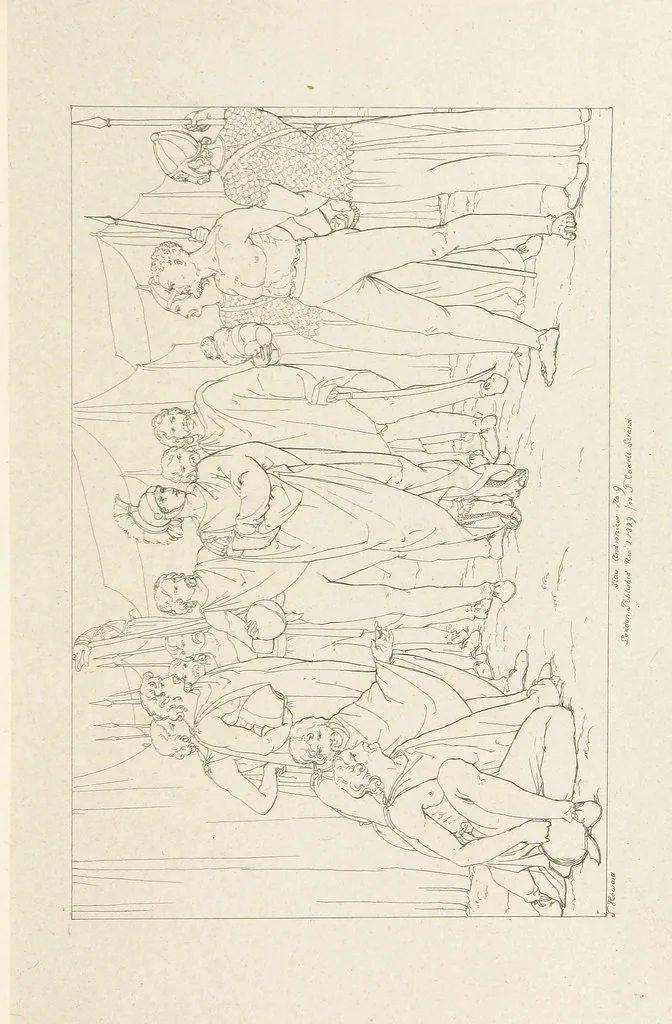 An illustration from The Spirit of the Plays of Shakspeare exhibited in a Series of Outline Plates, illustrative of the story of each play ... With quotations and descriptions. L.P, 1833, leaf 271