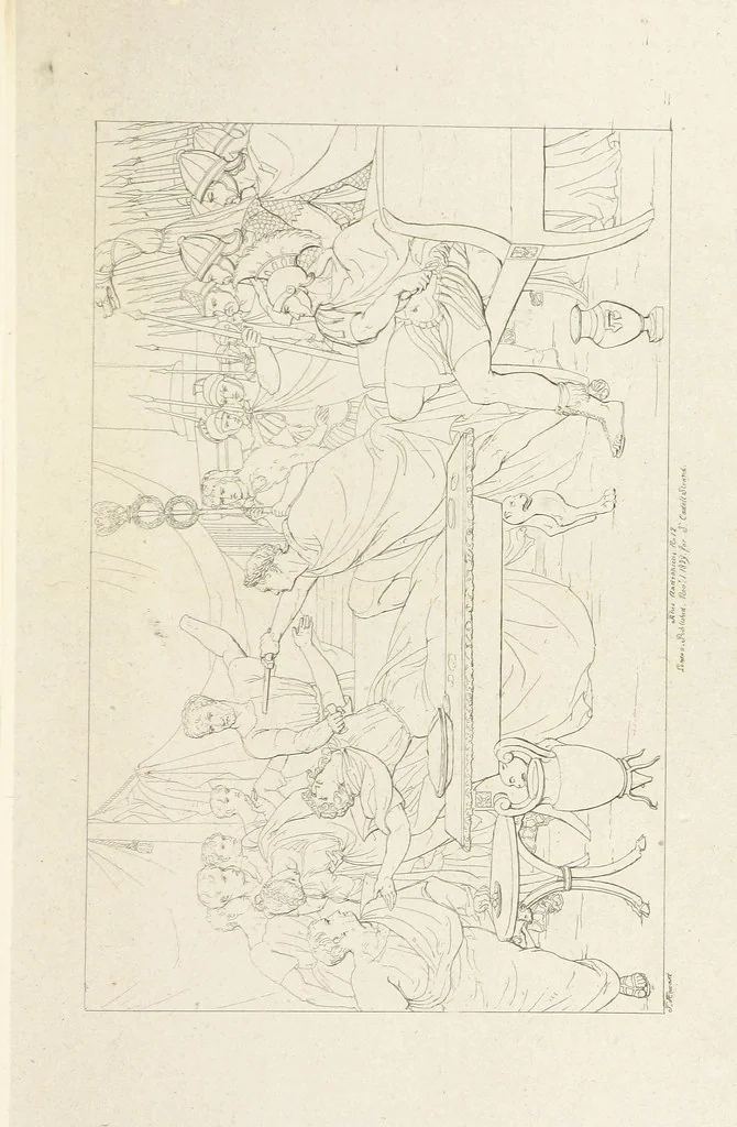 An illustration from The Spirit of the Plays of Shakspeare exhibited in a Series of Outline Plates, illustrative of the story of each play ... With quotations and descriptions. L.P, 1833, leaf 277