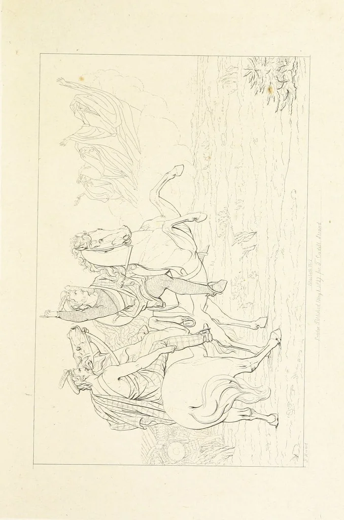 An illustration from The Spirit of the Plays of Shakspeare exhibited in a Series of Outline Plates, illustrative of the story of each play ... With quotations and descriptions. L.P, 1833, leaf 35