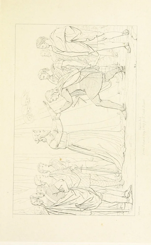 An illustration from The Spirit of the Plays of Shakspeare exhibited in a Series of Outline Plates, illustrative of the story of each play ... With quotations and descriptions. L.P, 1833, leaf 37