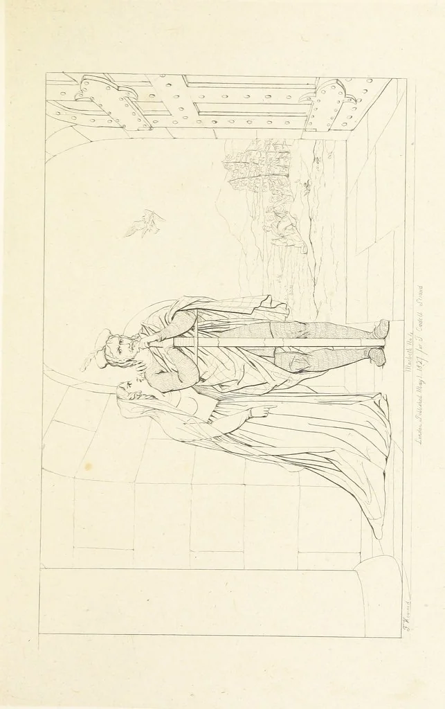 An illustration from The Spirit of the Plays of Shakspeare exhibited in a Series of Outline Plates, illustrative of the story of each play ... With quotations and descriptions. L.P, 1833, leaf 39