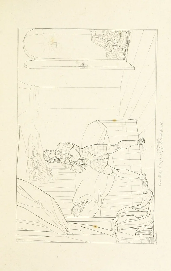 An illustration from The Spirit of the Plays of Shakspeare exhibited in a Series of Outline Plates, illustrative of the story of each play ... With quotations and descriptions. L.P, 1833, leaf 43