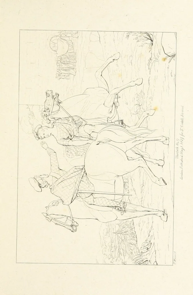 An illustration from The Spirit of the Plays of Shakspeare exhibited in a Series of Outline Plates, illustrative of the story of each play ... With quotations and descriptions. L.P, 1833, leaf 49