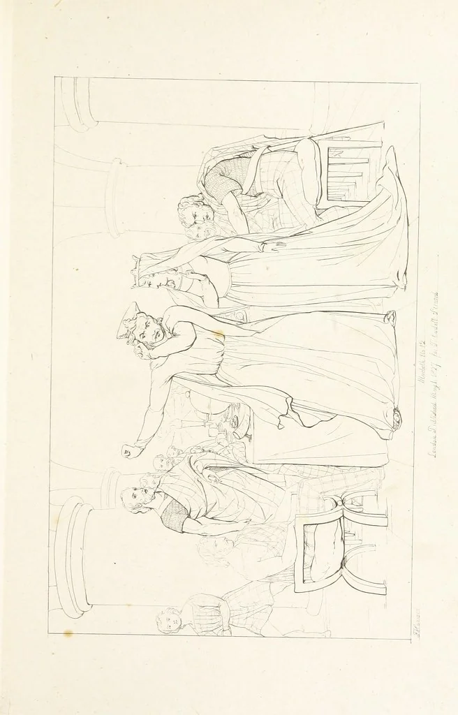 An illustration from The Spirit of the Plays of Shakspeare exhibited in a Series of Outline Plates, illustrative of the story of each play ... With quotations and descriptions. L.P, 1833, leaf 55
