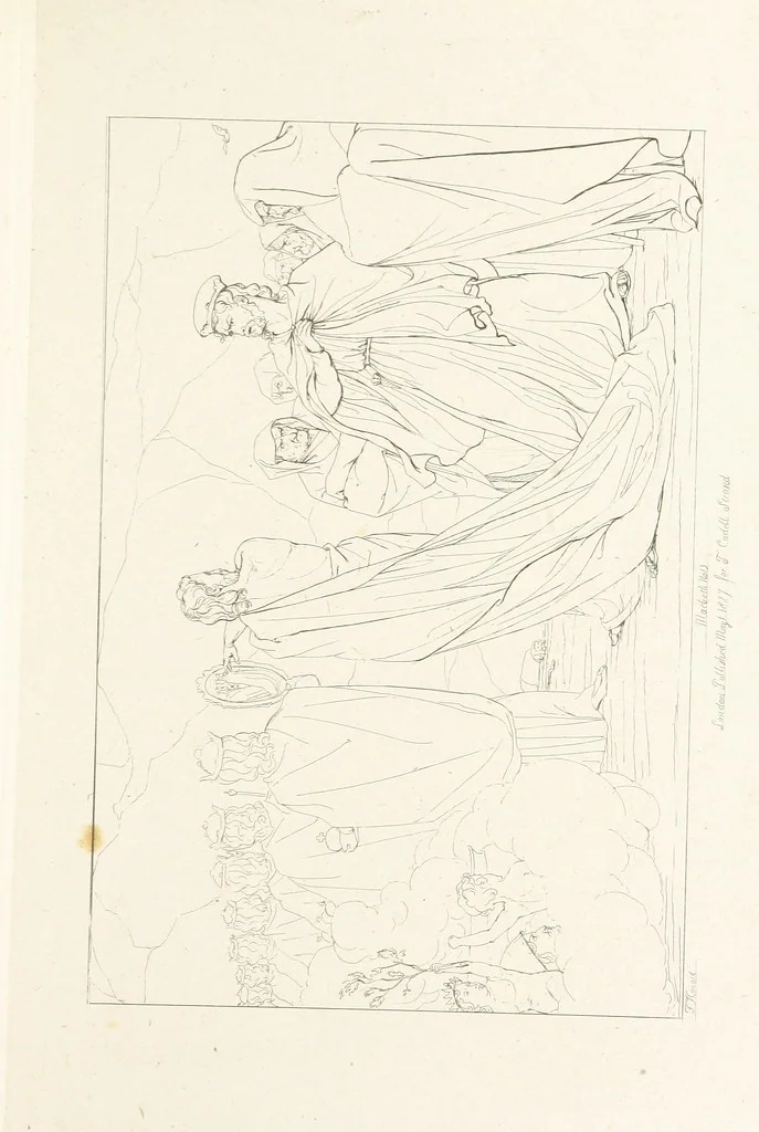 An illustration from The Spirit of the Plays of Shakspeare exhibited in a Series of Outline Plates, illustrative of the story of each play ... With quotations and descriptions. L.P, 1833, leaf 57