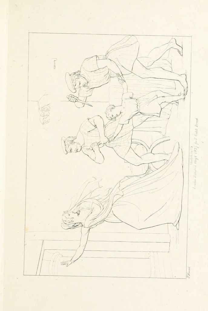 An illustration from The Spirit of the Plays of Shakspeare exhibited in a Series of Outline Plates, illustrative of the story of each play ... With quotations and descriptions. L.P, 1833, leaf 59