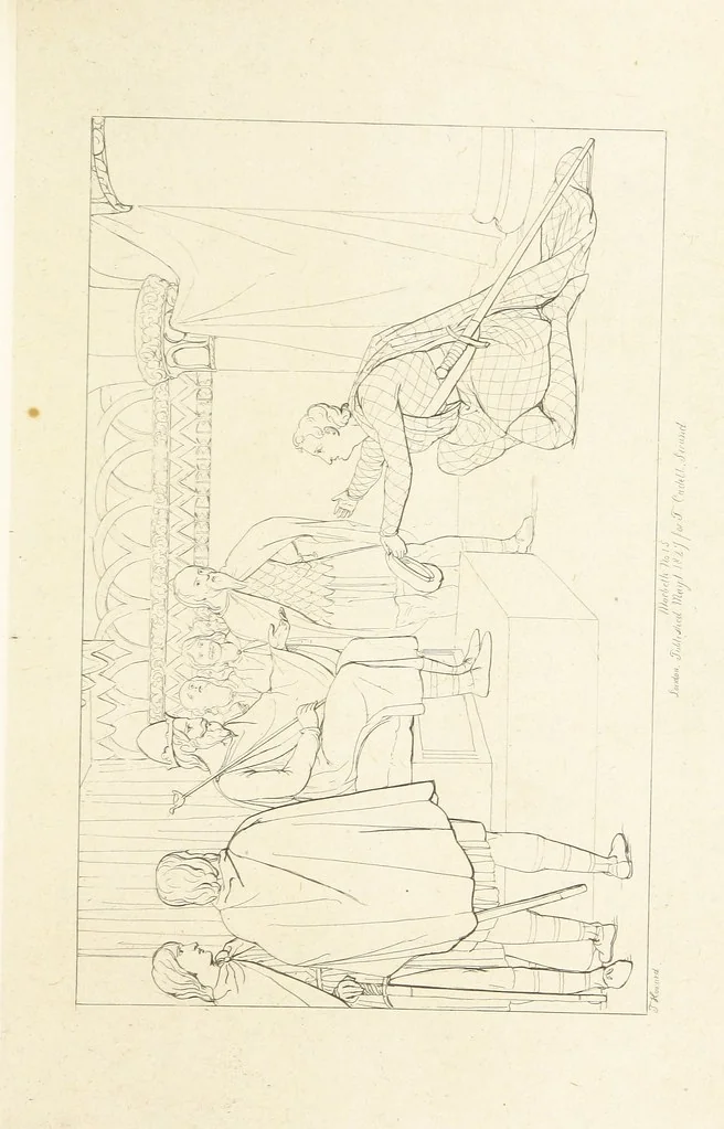 An illustration from The Spirit of the Plays of Shakspeare exhibited in a Series of Outline Plates, illustrative of the story of each play ... With quotations and descriptions. L.P, 1833, leaf 61