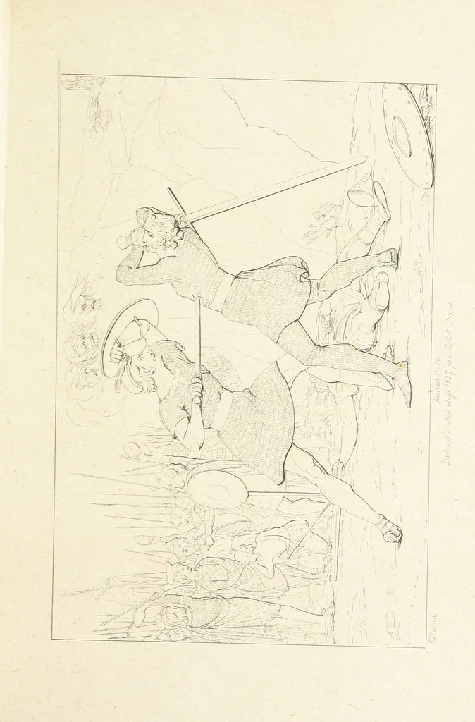 An illustration from The Spirit of the Plays of Shakspeare exhibited in a Series of Outline Plates, illustrative of the story of each play ... With quotations and descriptions. L.P, 1833, leaf 71