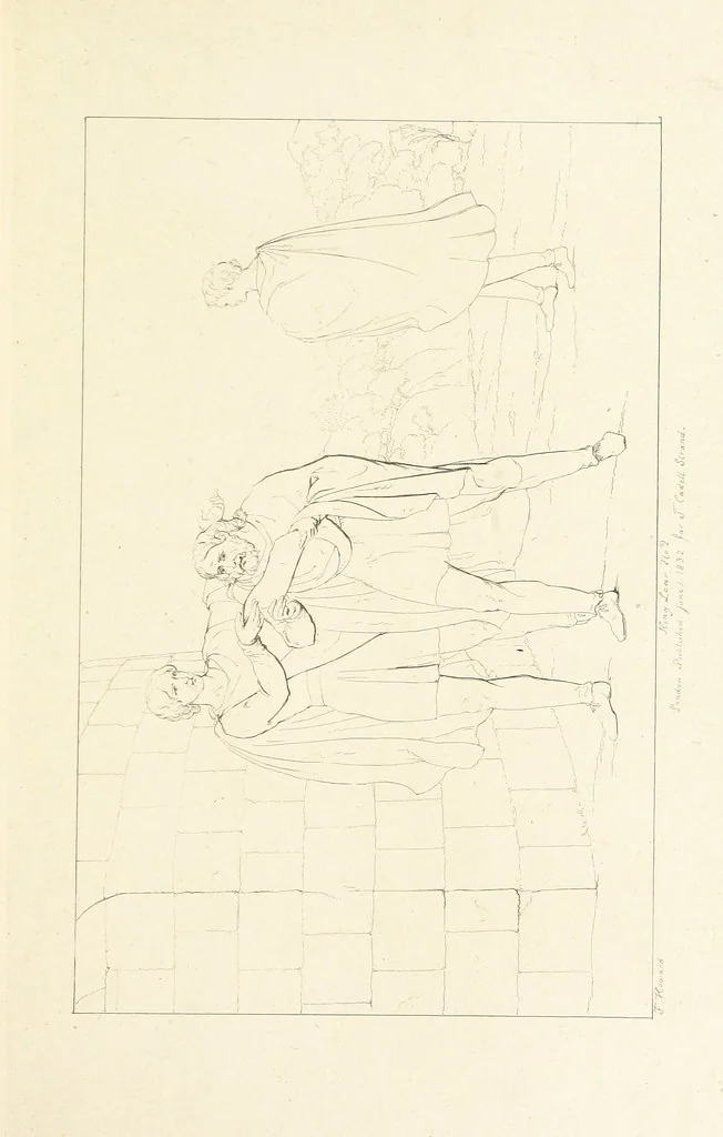 An illustration from The Spirit of the Plays of Shakspeare exhibited in a Series of Outline Plates, illustrative of the story of each play ... With quotations and descriptions. L.P, 1833, leaf 95