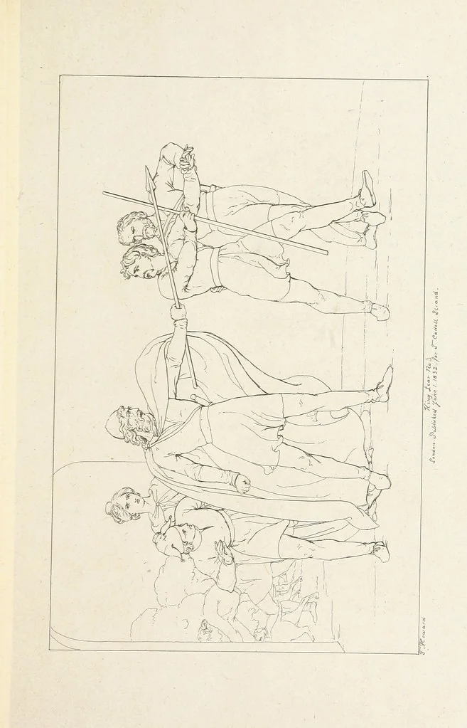 An illustration from The Spirit of the Plays of Shakspeare exhibited in a Series of Outline Plates, illustrative of the story of each play ... With quotations and descriptions. L.P, 1833, leaf 97