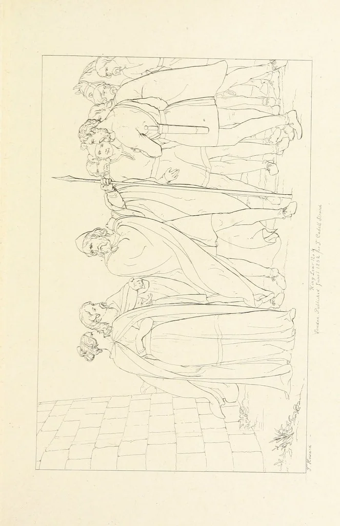 An illustration from The Spirit of the Plays of Shakspeare exhibited in a Series of Outline Plates, illustrative of the story of each play ... With quotations and descriptions. L.P, 1833, leaf 99