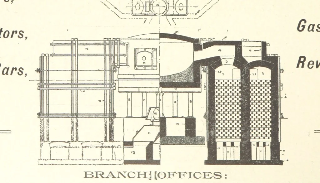 An illustration from The Metallurgy of Steel. Vol. 1, 1890, leaf 414