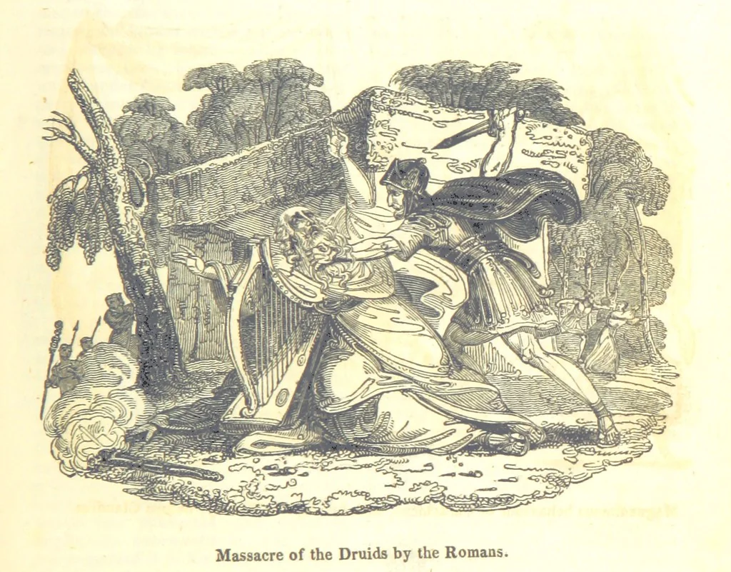 An illustration from The History of England; from the invasion of Julius Caesar to the Revolution in 1688: by D. Hume ... With a continuation, from that period to the death of George the Second, by Tobias Smollett ... and Chronological Records to the coronation of his present Majesty, George the Fourth, by John Burke ... With numerous engravings. (Historical Questions comprising a series of studies upon the most important passages in Dolby's Universal Histories; commencing with Hume and Smollet's History of England. By Robert Horner.), 1825, leaf 37