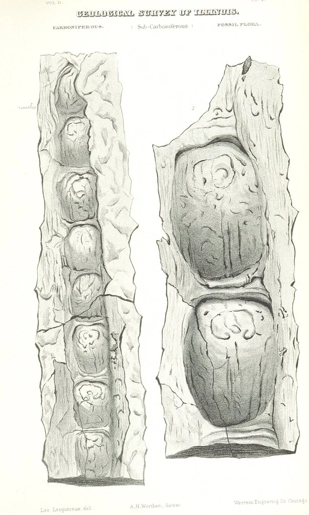 An illustration from Geological Survey of Illinois. A. H. Worthen, Director, 1866, leaf 697
